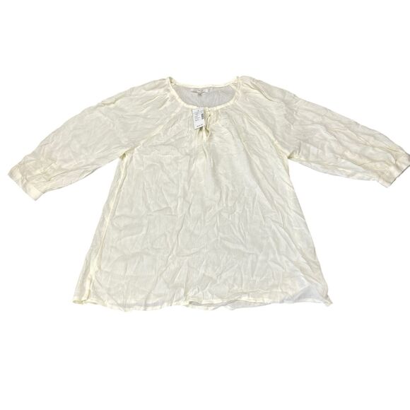 Maurices 3/4 Sleeve Peasant Top Size Small Cream Rayon Sheer Blouse MSRP: $29 - Picture 8 of 13